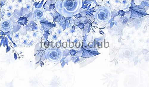 цветы, розы, синие, гортензии, букет, дизайнерские
