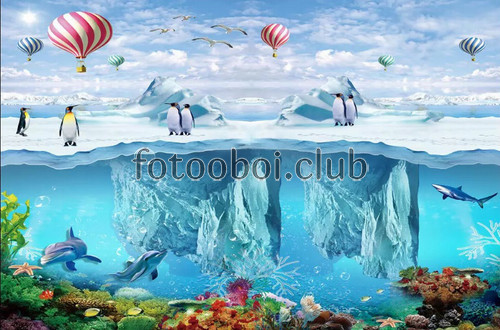 воздушные шары, северный полюс, льдины, пингвины, птицы, подводный мир, дельфины, акула, детские, для мальчика, для девочки