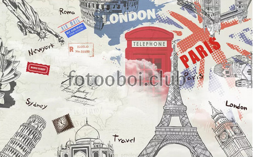 Париж, Лондон, Рим, достопримечательности, абстракция, башня