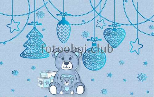 медвежонок, елочные игрушки, новогодние, детские, голубые, синие
