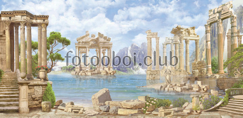 Рим, арка, природа, архитектура, пейзаж, колонны, горы, статуи 