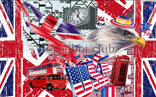 америка, лондон, автобус, орел, сокол, дизайнерские, абстракция