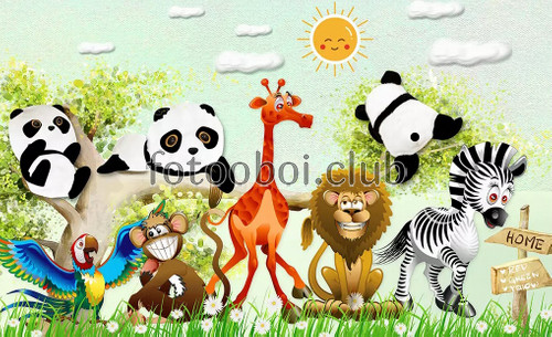 в мире животных, панда, жираф, обезьяна