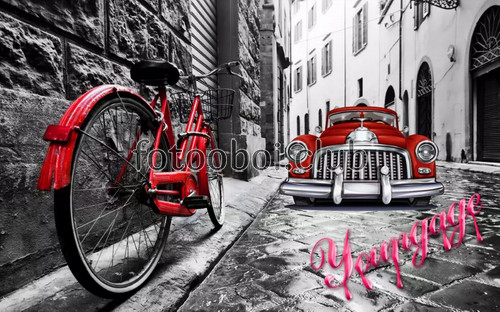 улочка, Лондон, велосипед, автомобиль, черно красные