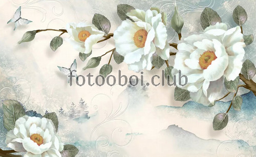 белые розы, цветы, живопись, 3д