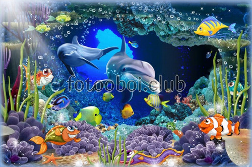 дельфины, рыбы, подводный мир, детские, для мальчика, для девочки