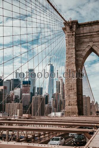 бруклинский мост, нью-йорк, США, Америка, виды нью-йорка, город, небоскребы, небоскребы нью-йорка, утро в нью-йорке, манхэттен