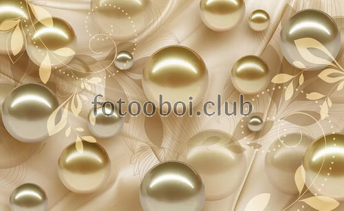 узор, золотые шары, шелк, дизайнерские, 3д, 3d