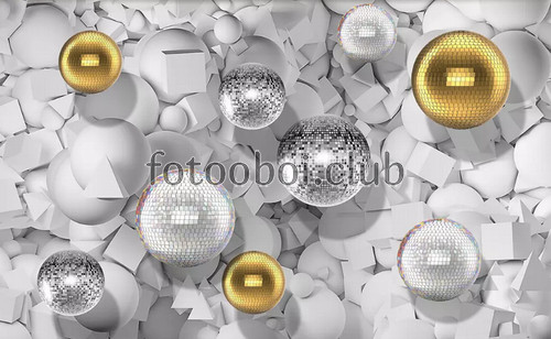 шары, золото, металлик, 3д, 3d, абстракция