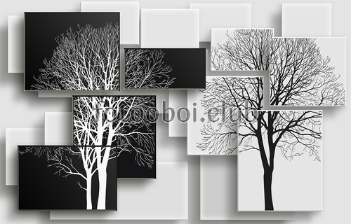 деревья, плитки, 3д, 3d, стереоскопические