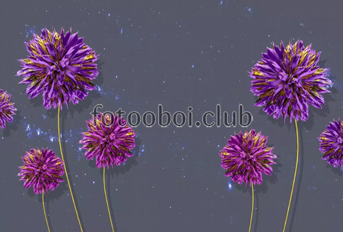 фиолетовые шары, цветы, 3д, 3d, дизайнерские