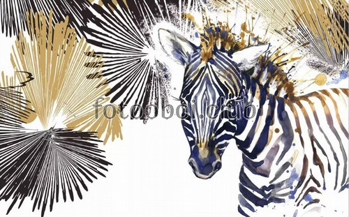 зебра, животные, дизайнерские, золото