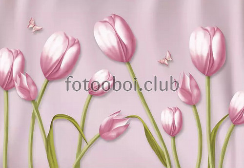 розовые тюльпаны, перламутровые, цветы, 3д, 3d