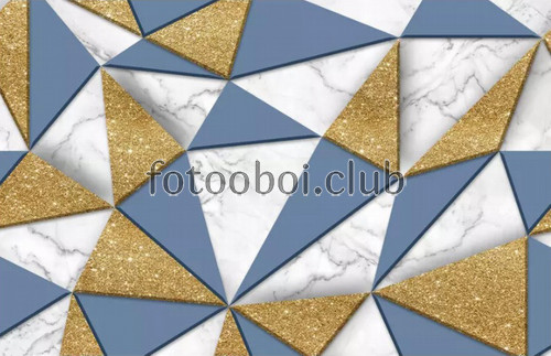 геометрические, золото, синие, белые, 3д, 3d, абстракция, треугольники