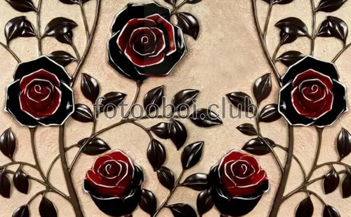 розы, цветы, черные розы, 3д, 3d